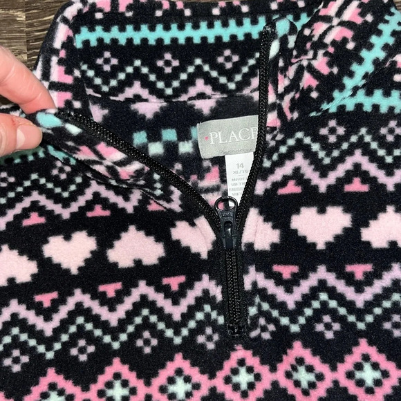 Place Girls Fleece Quarter Zip sweatshirt size 14 - Picture 3 of 5